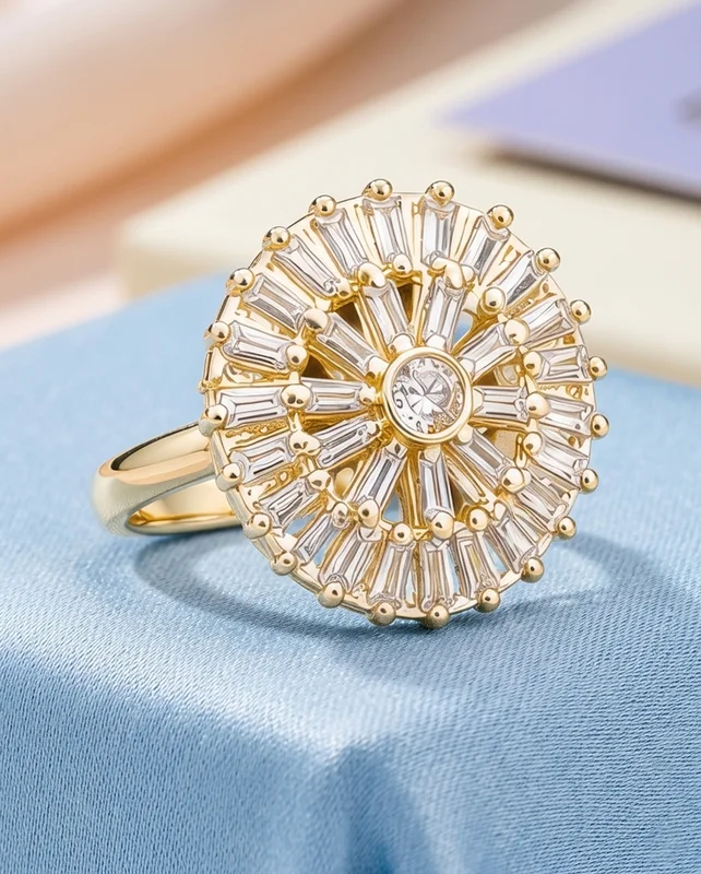 Radiant Sunburst Crystal Statement Ring